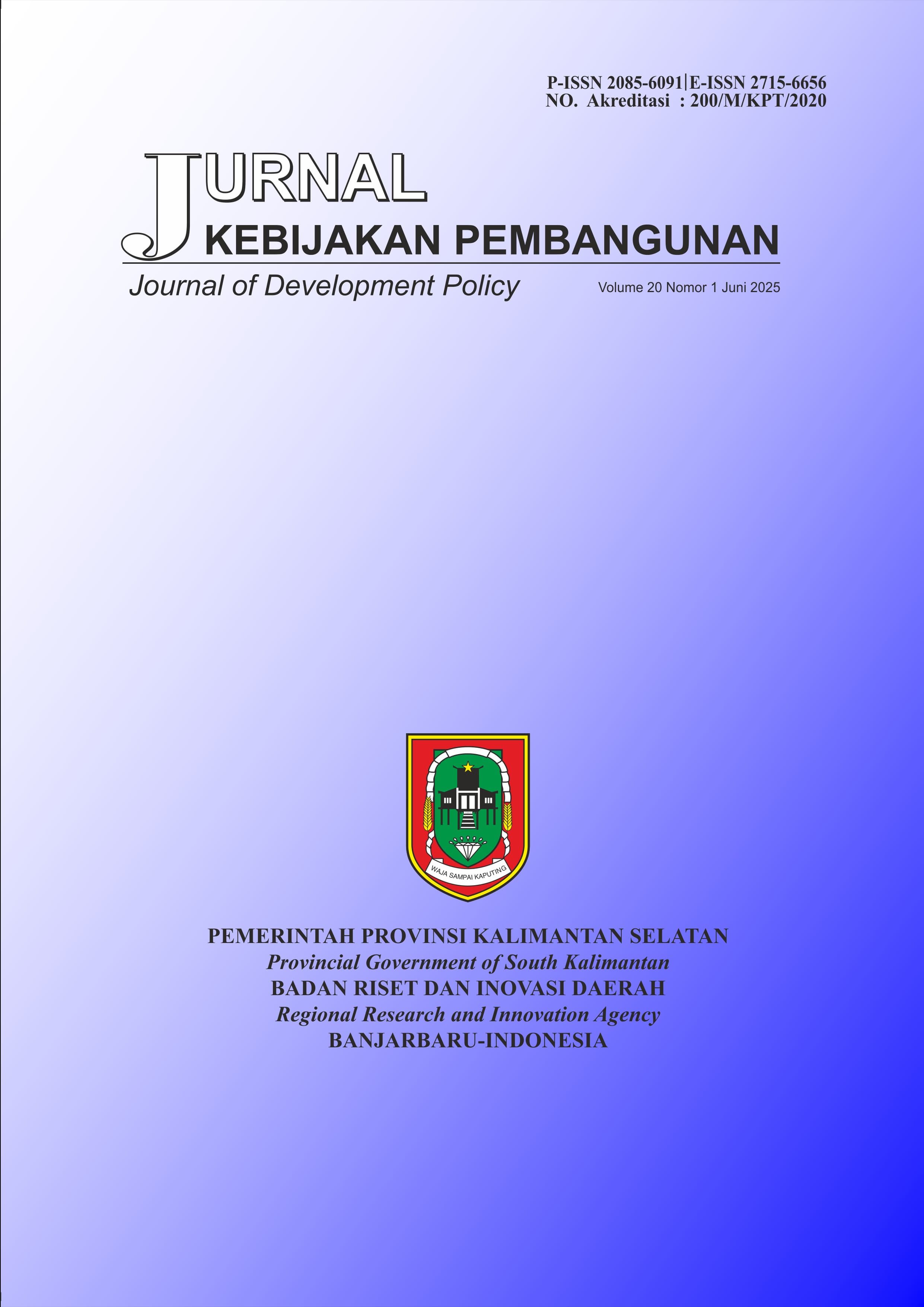 					View Vol. 20 No. 1 (2025): JURNAL KEBIJAKAN PEMBANGUNAN VOL.20 NO.1 JUNI 2025
				